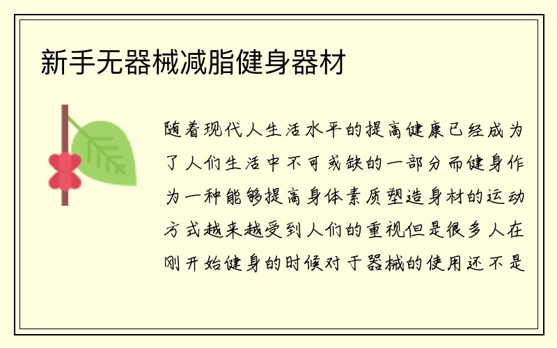 新手无器械减脂健身器材