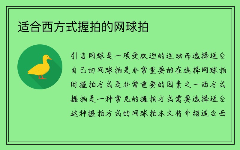 适合西方式握拍的网球拍