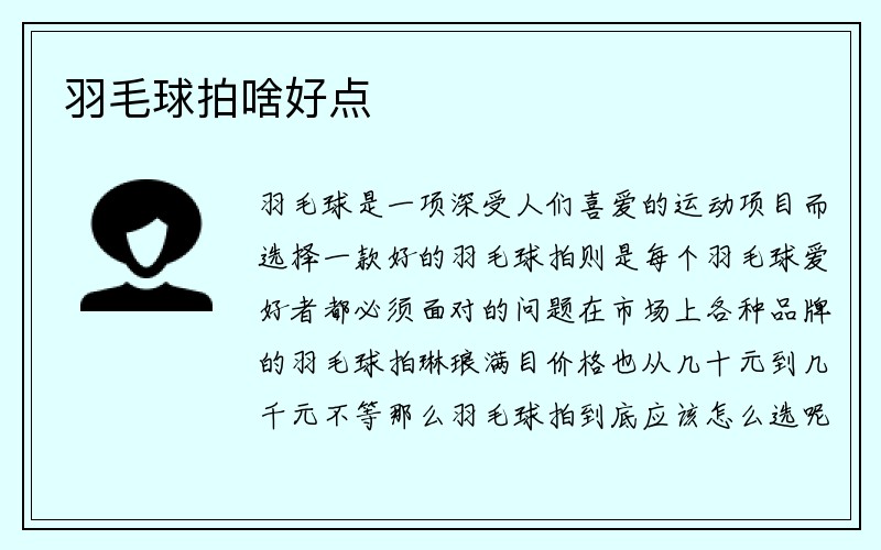 羽毛球拍啥好点