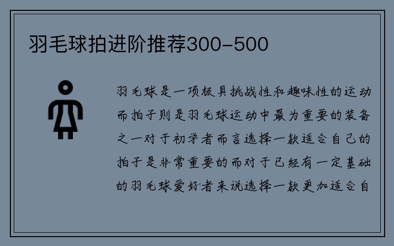 羽毛球拍进阶推荐300-500